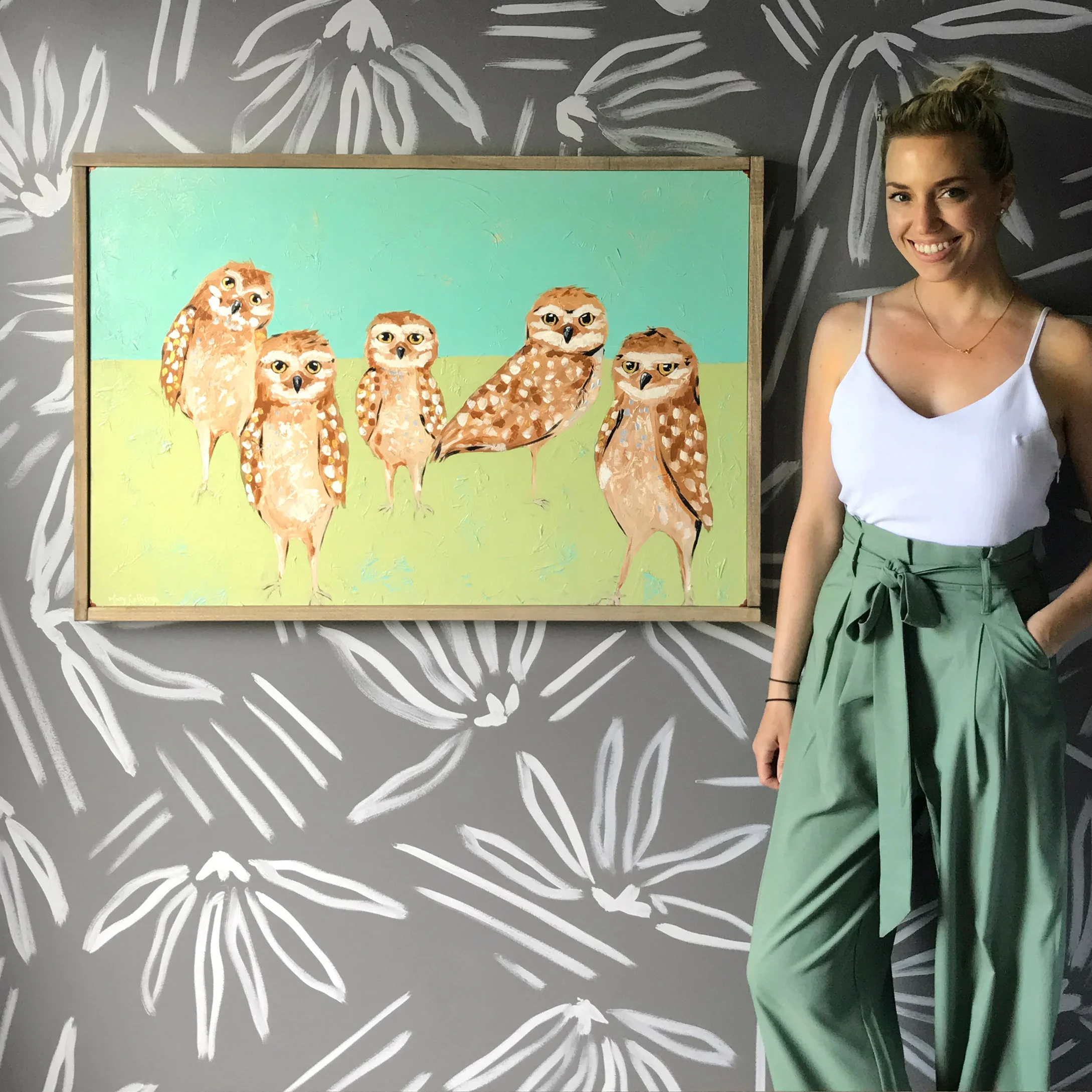 owl painting Grand Rapids artist family gallery painter painting texture print canvas paper abstract