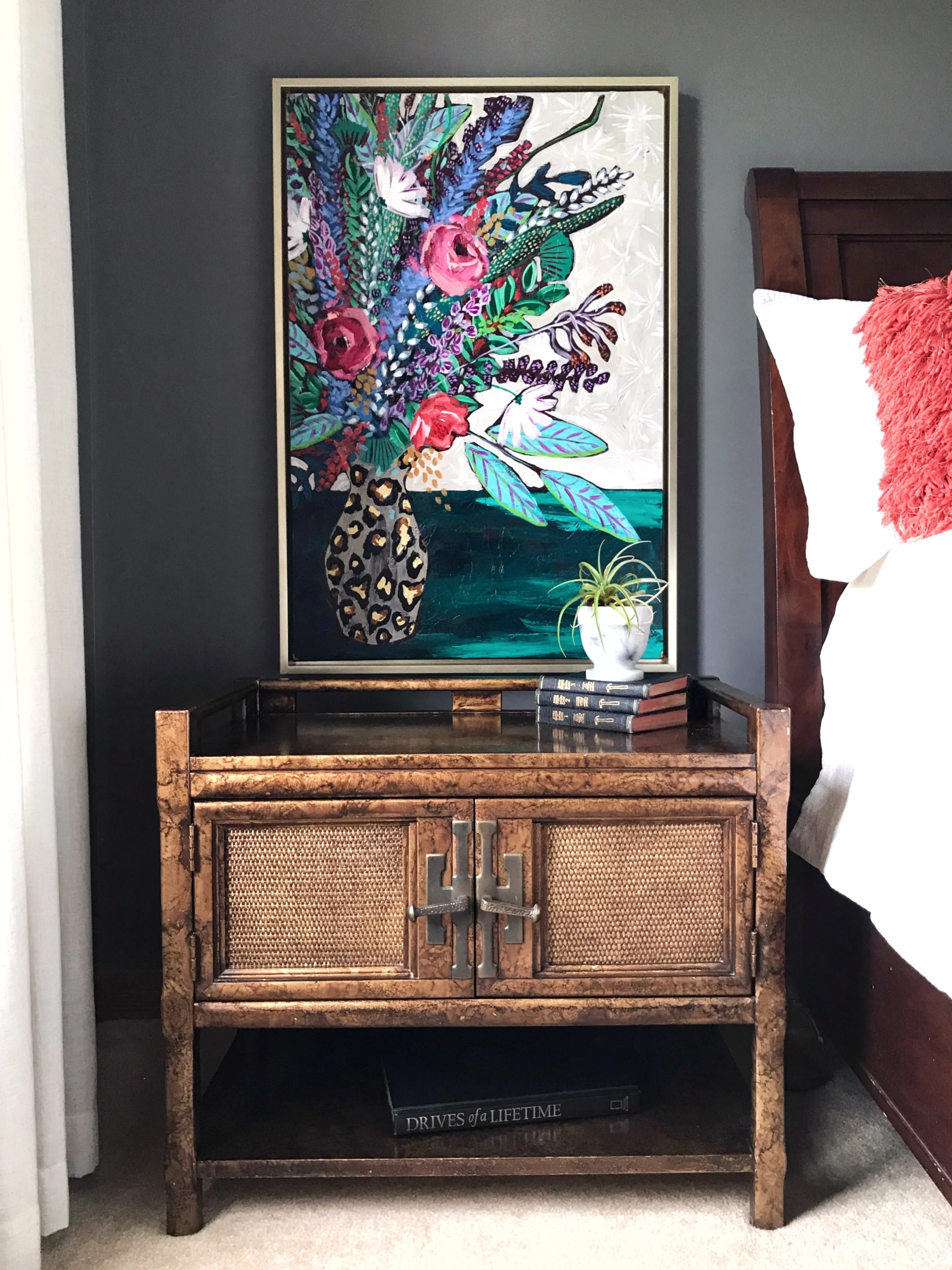 colorful moody floral living room art