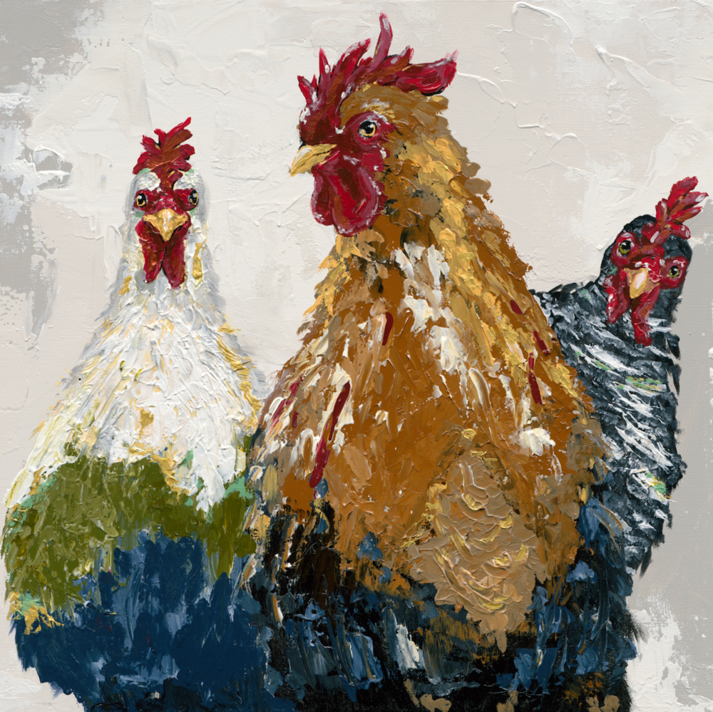 magnolia artwork chickens