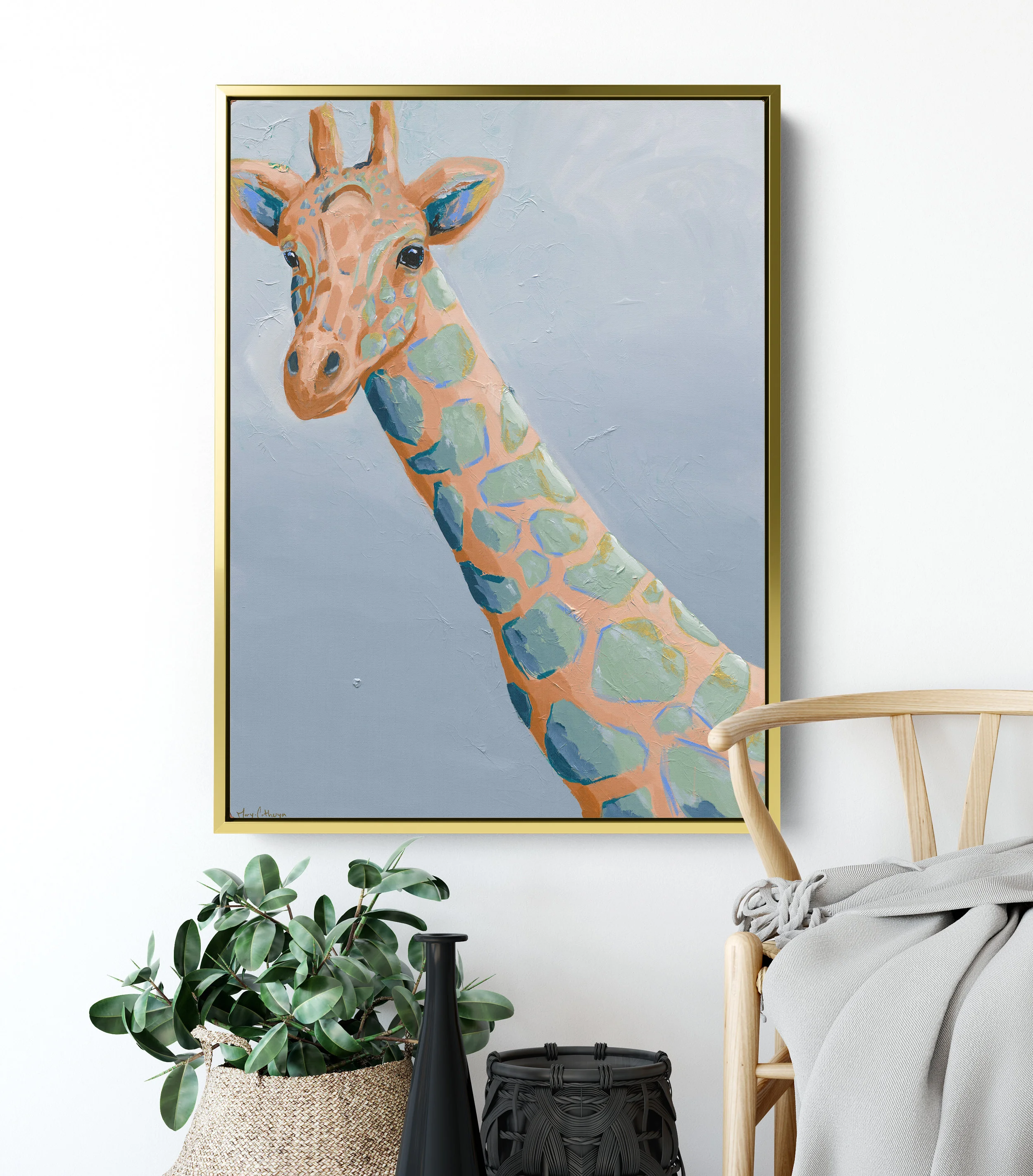 giraffe safari blue painting (Copy)