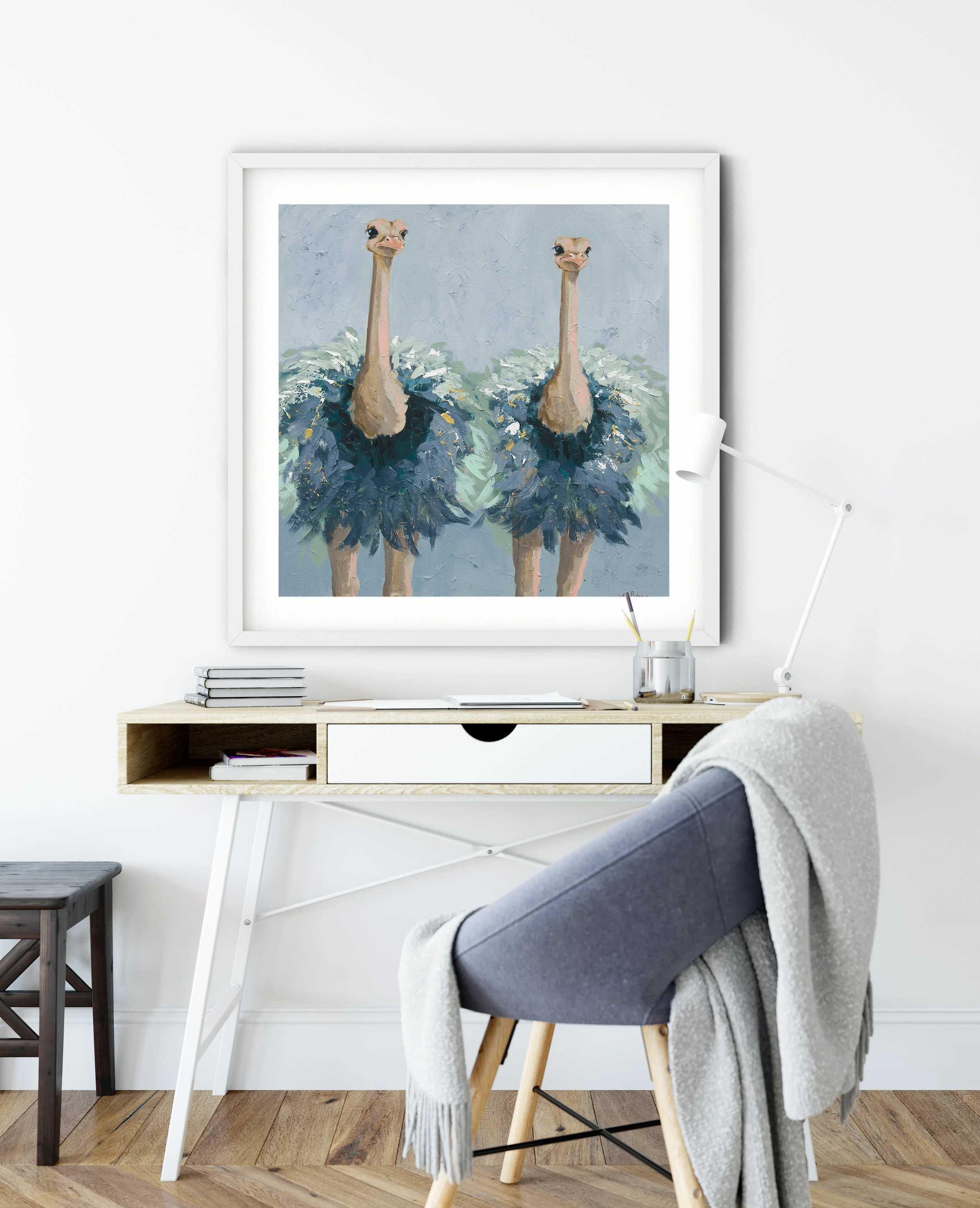 ostrich art, office art