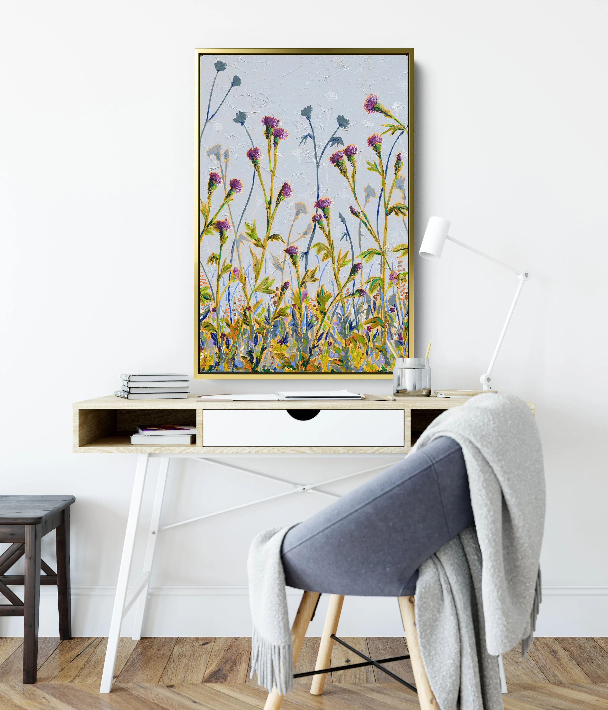 wild flower thistle art painting