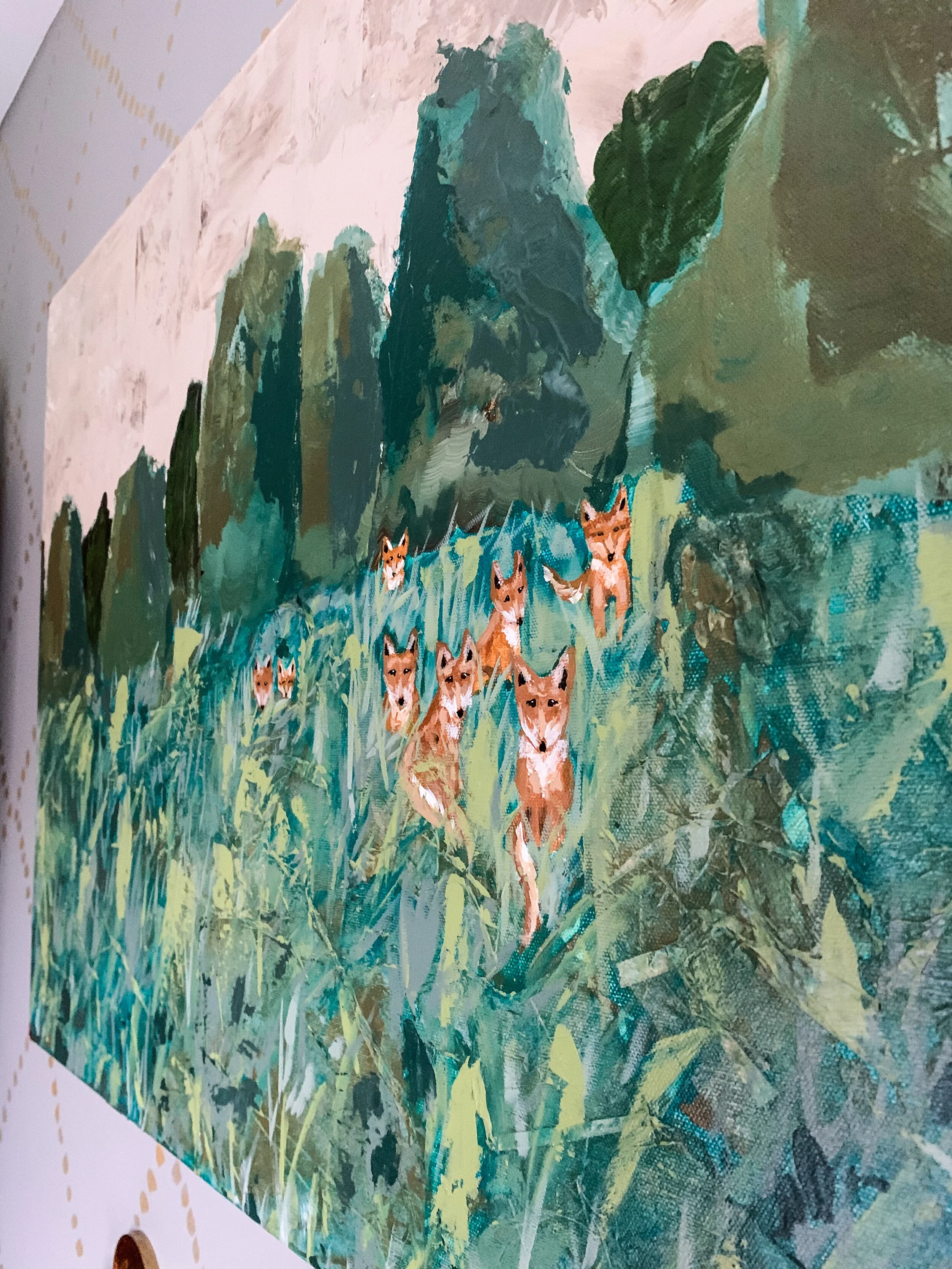 outdoor cabin wild animal painting