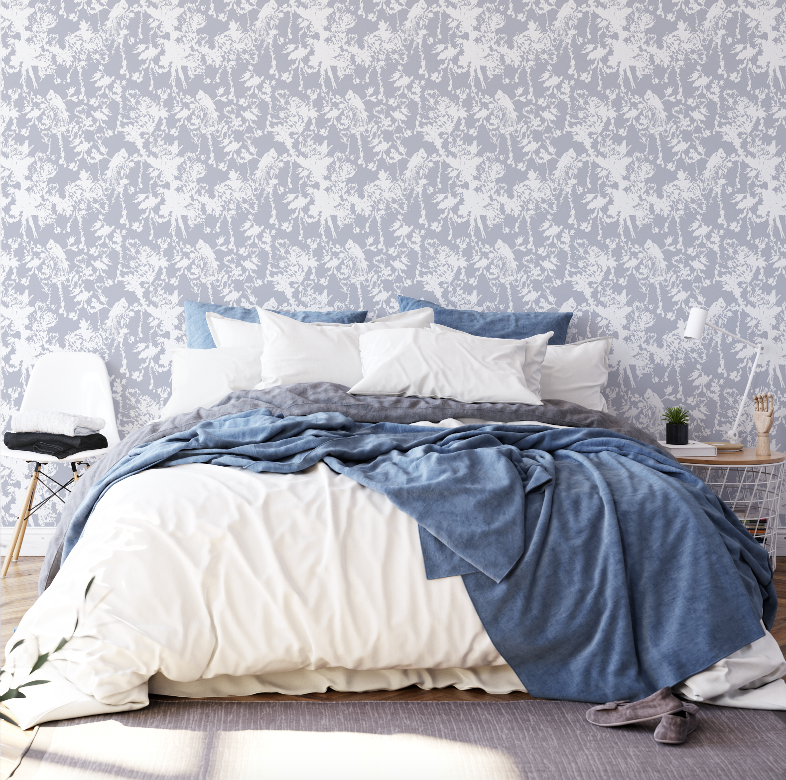 Love Birds | Blue Gray - Wallpaper