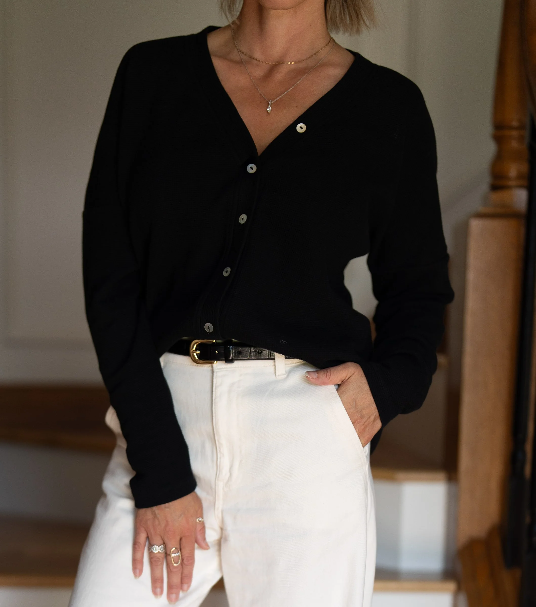  waffle button down set 