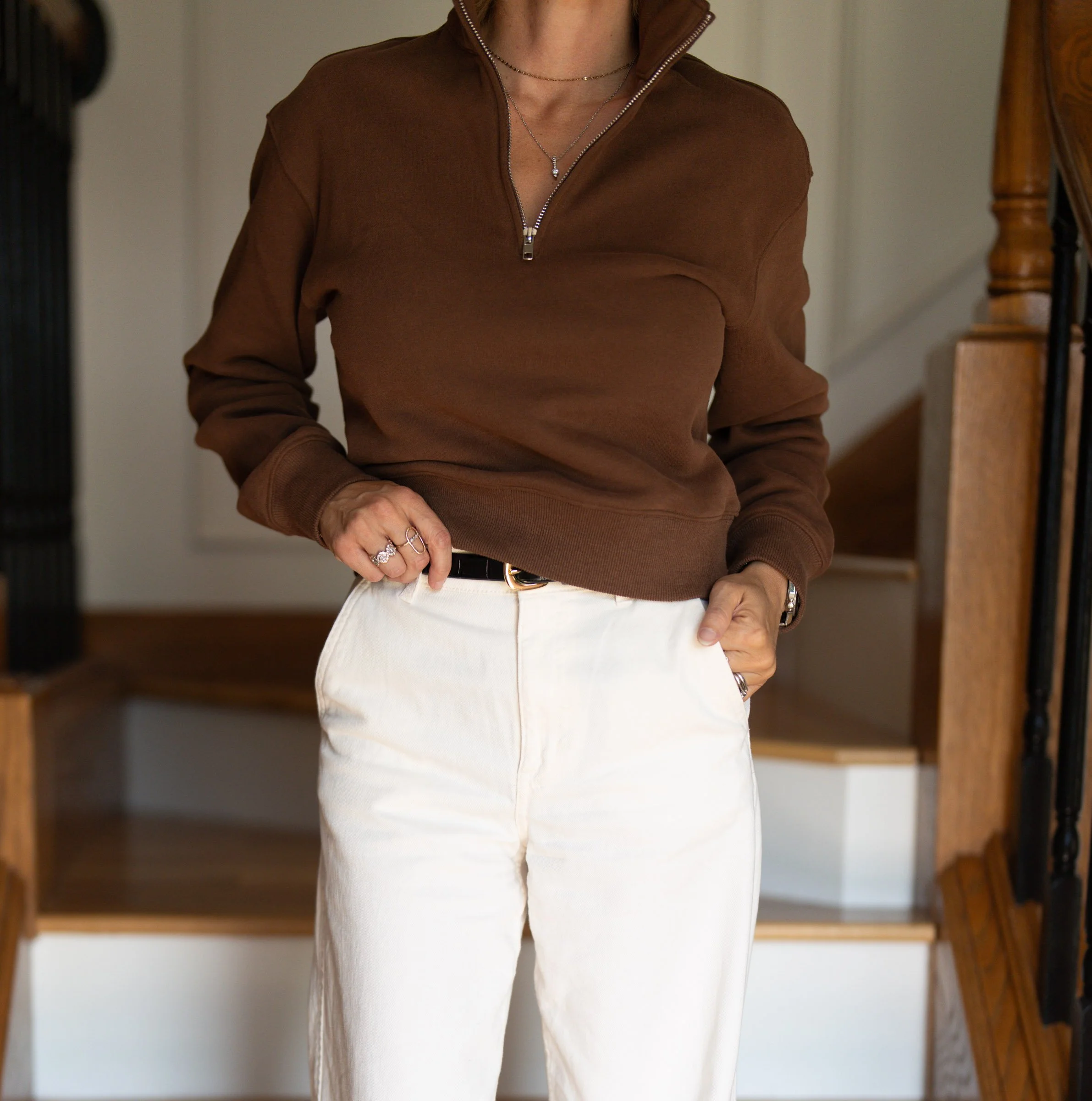  quarter zip fitted cropped sweatshirt 