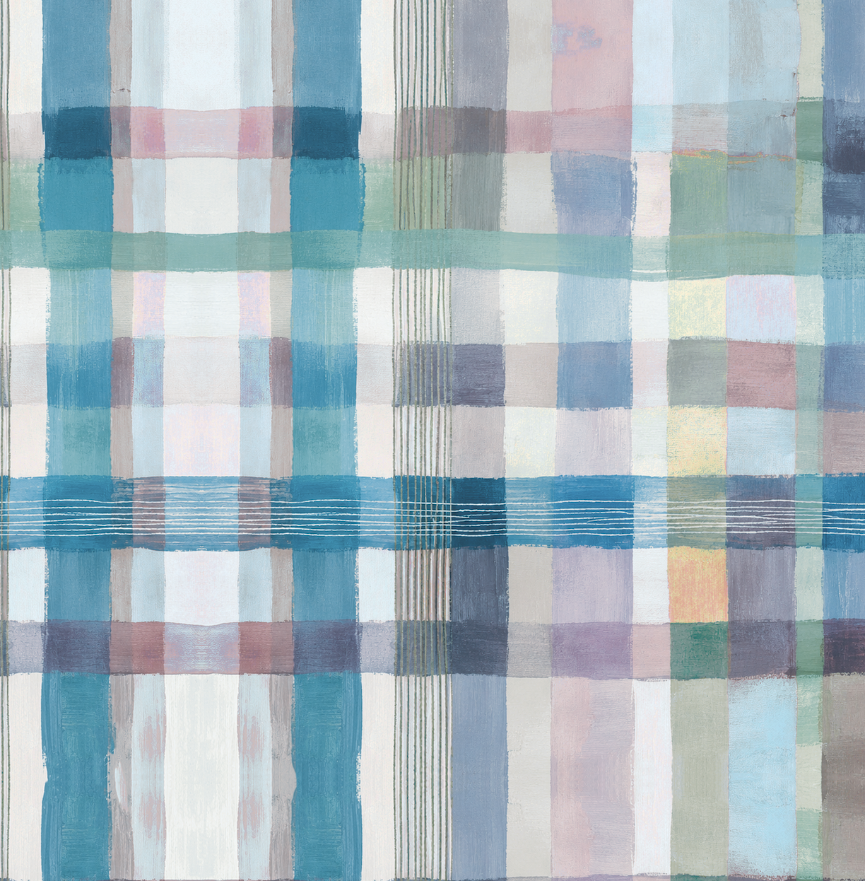 watercolor painted blue plaid wallpaper