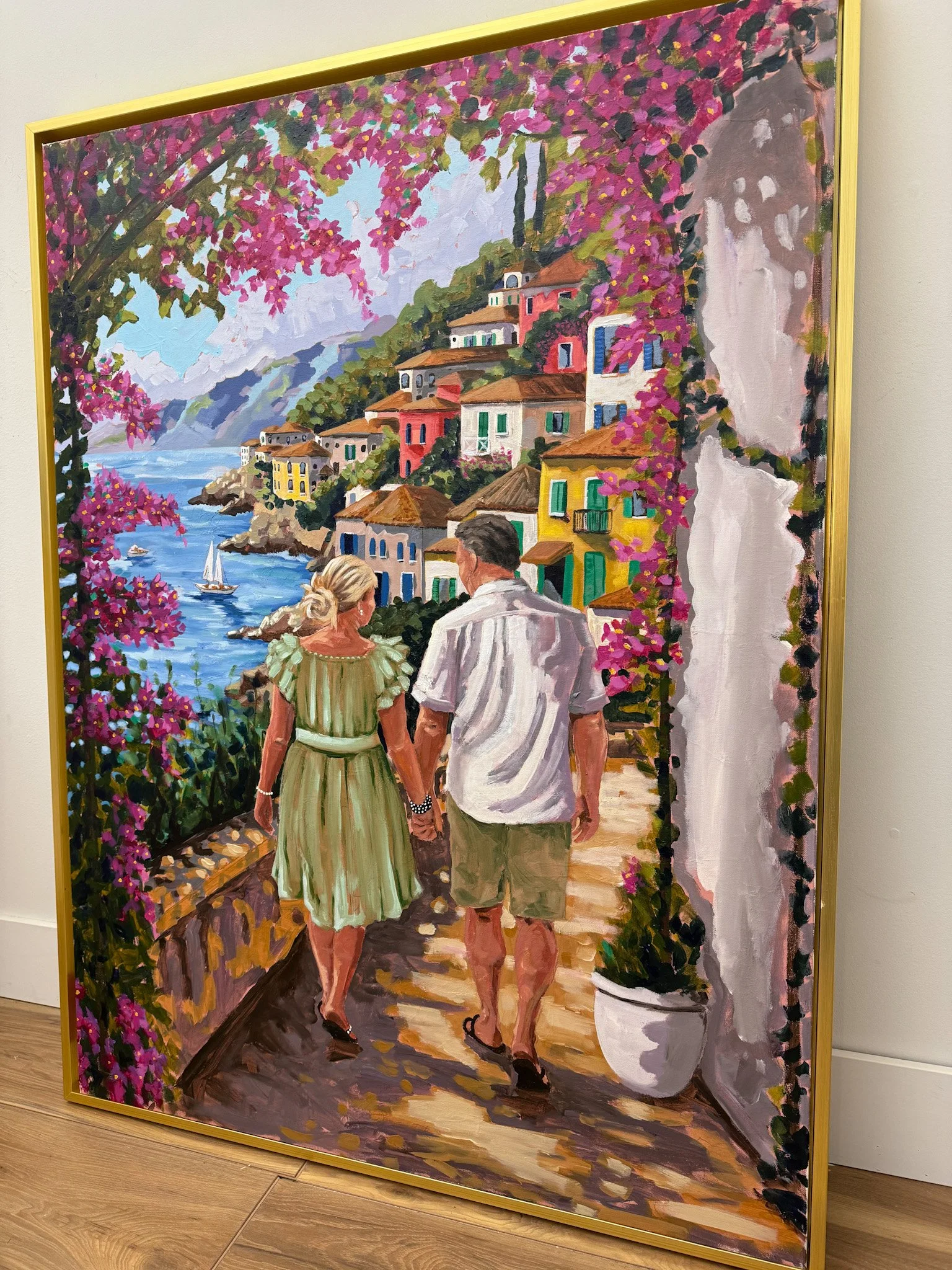 custom painting of a couple in Italy on vacation, gift idea