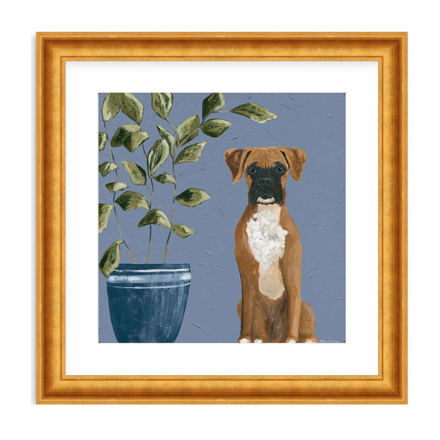 boxer sitting painting