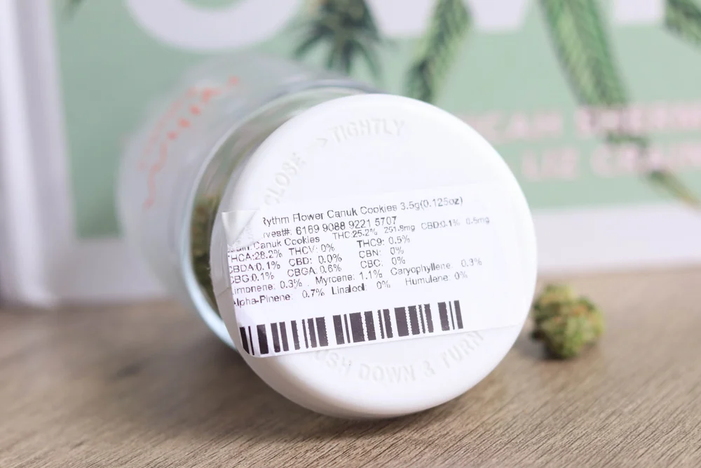 Rise’s label showing terpene content.