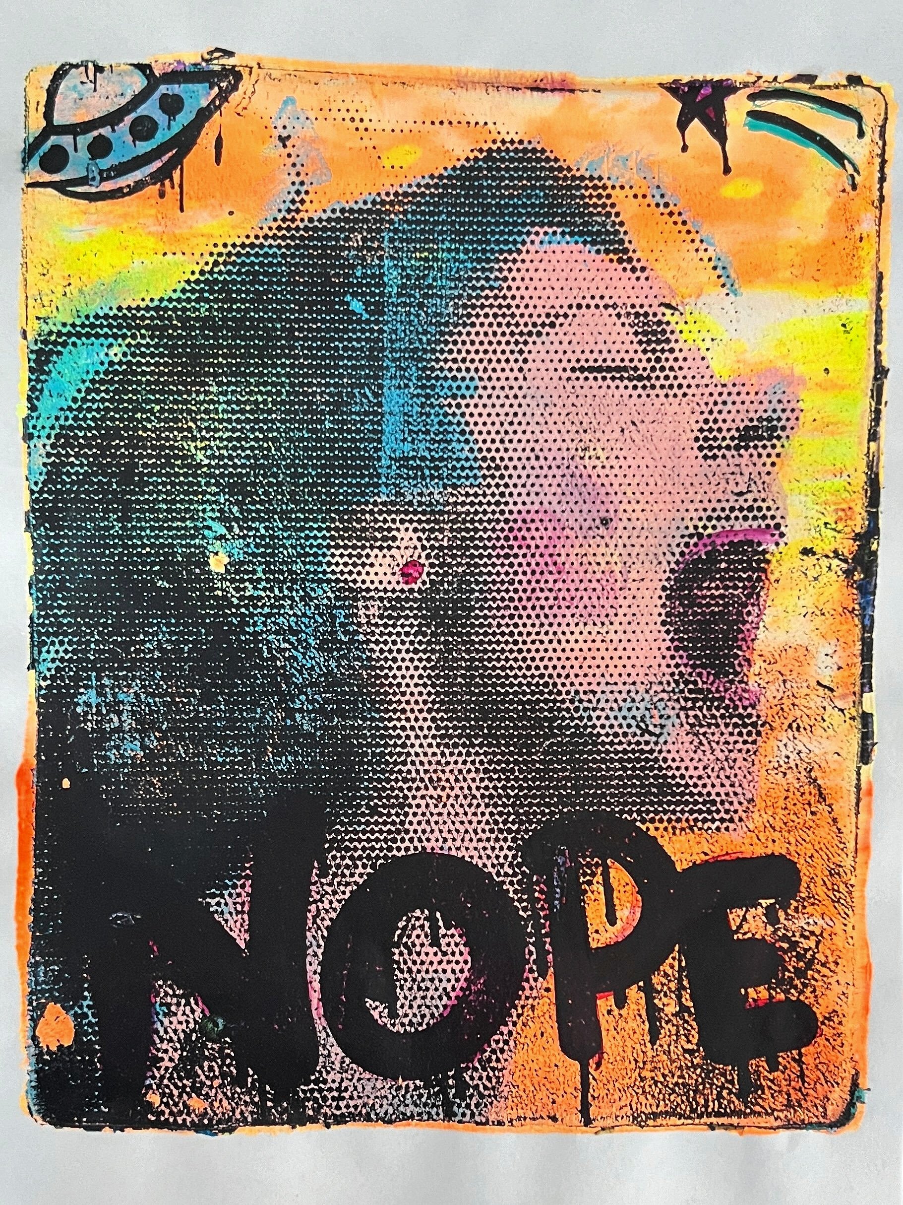 Gel print of female screaming NOPE