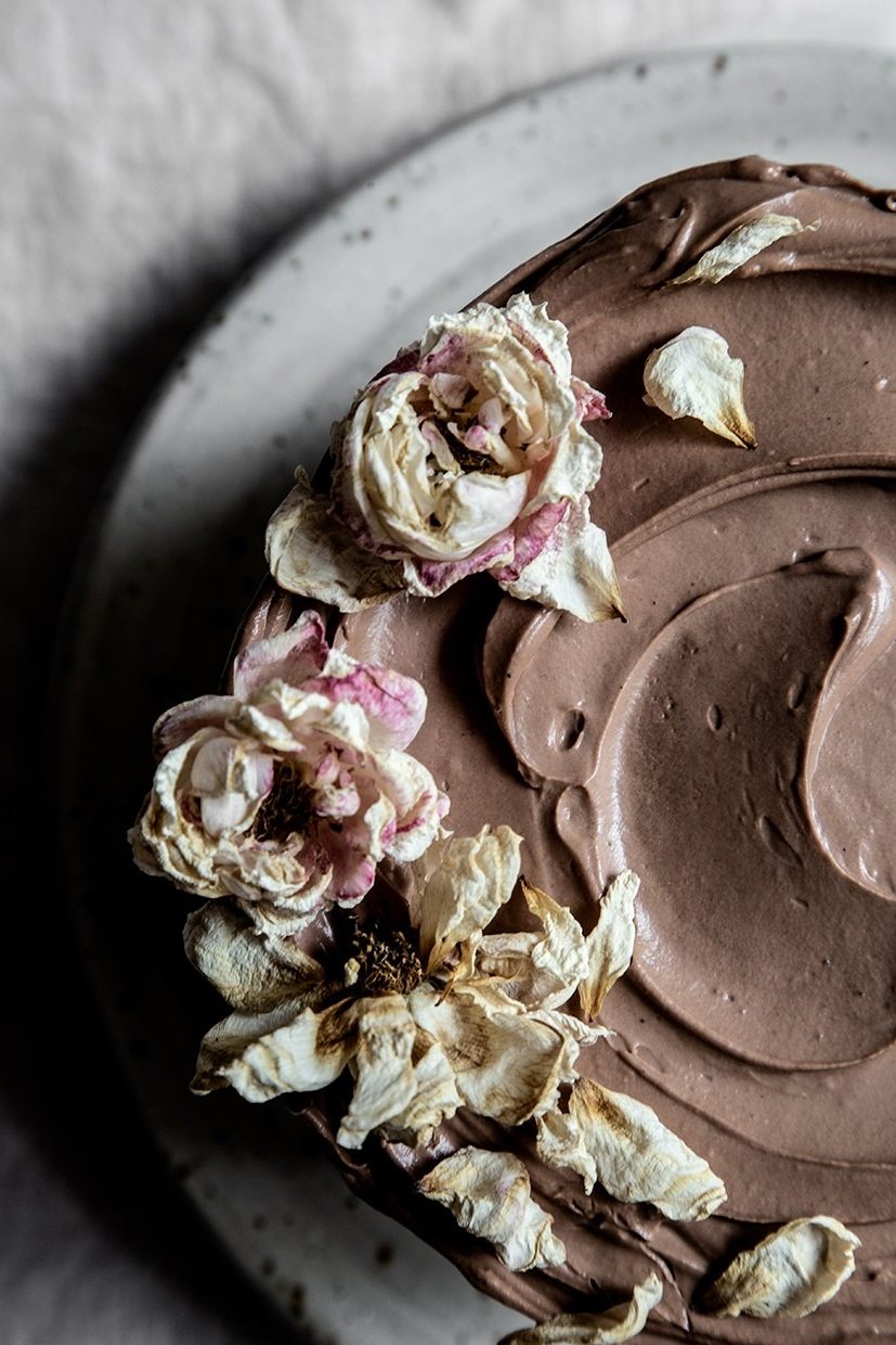 CHOCOLATE OLIVE OIL LAYERED CAKE