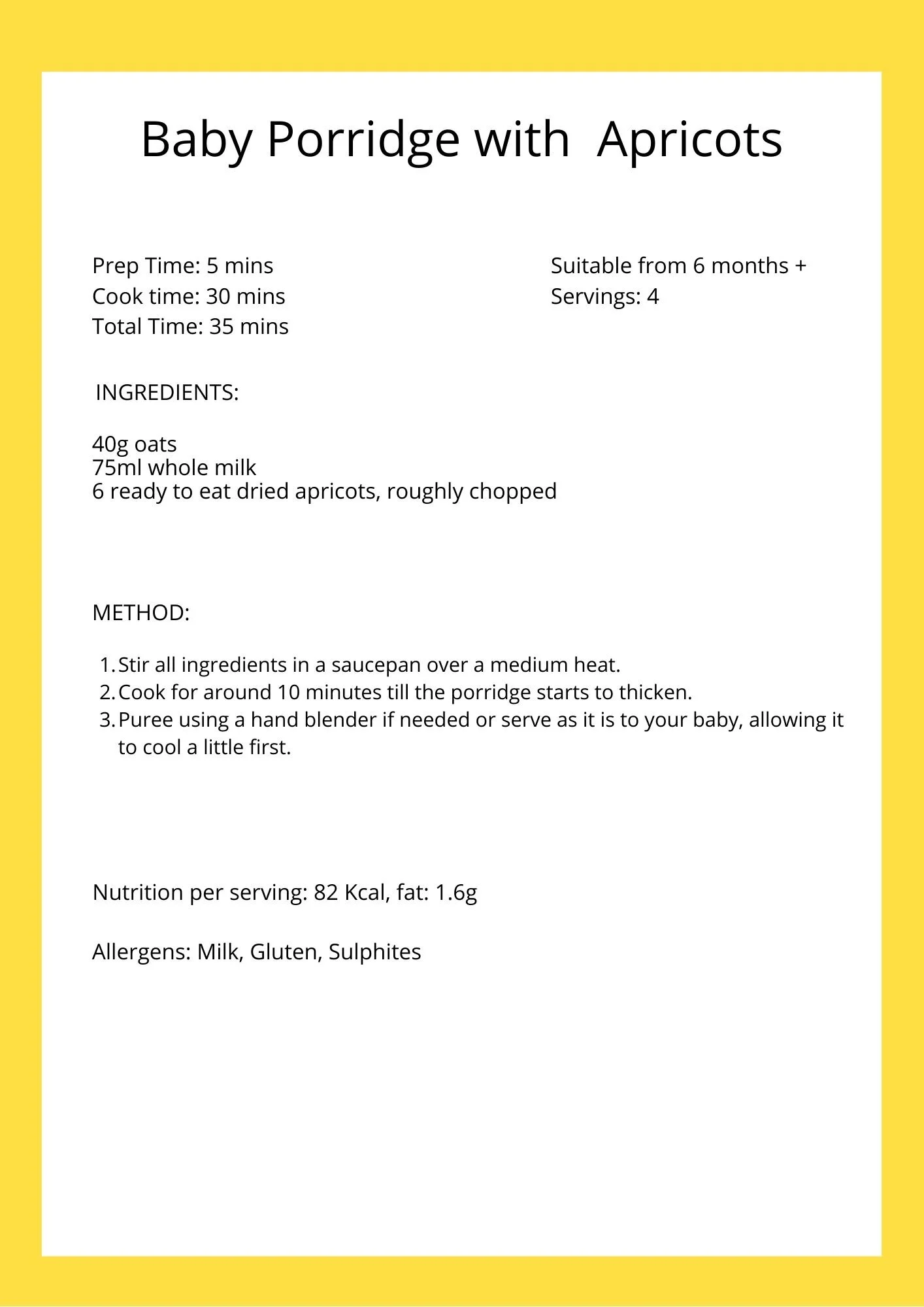 apricot porridge baby