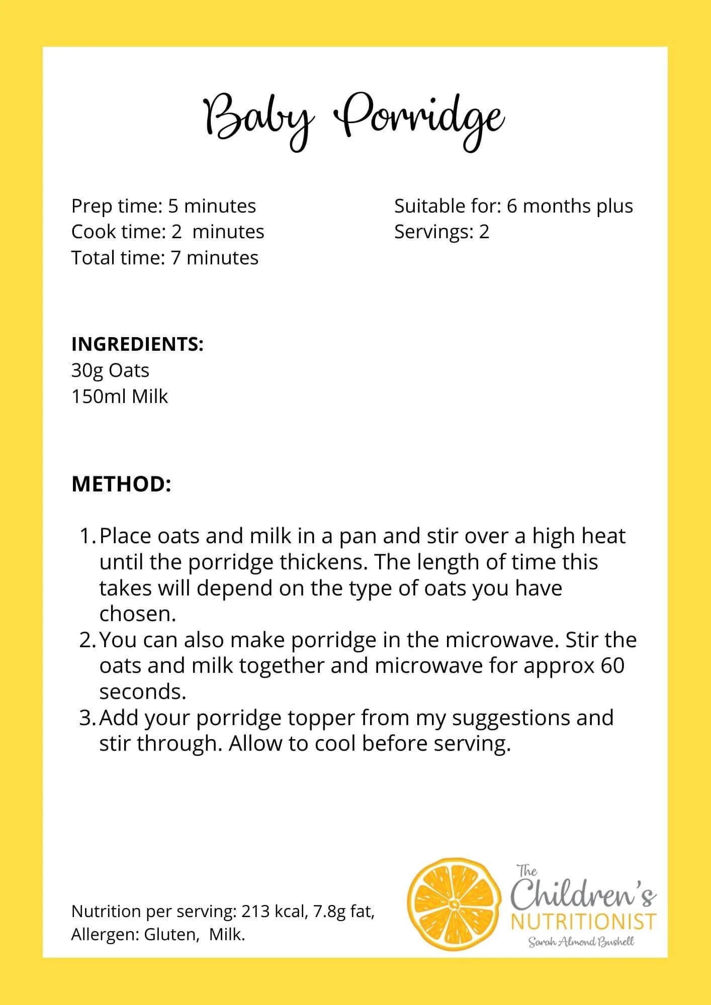 best baby porridge for weaning