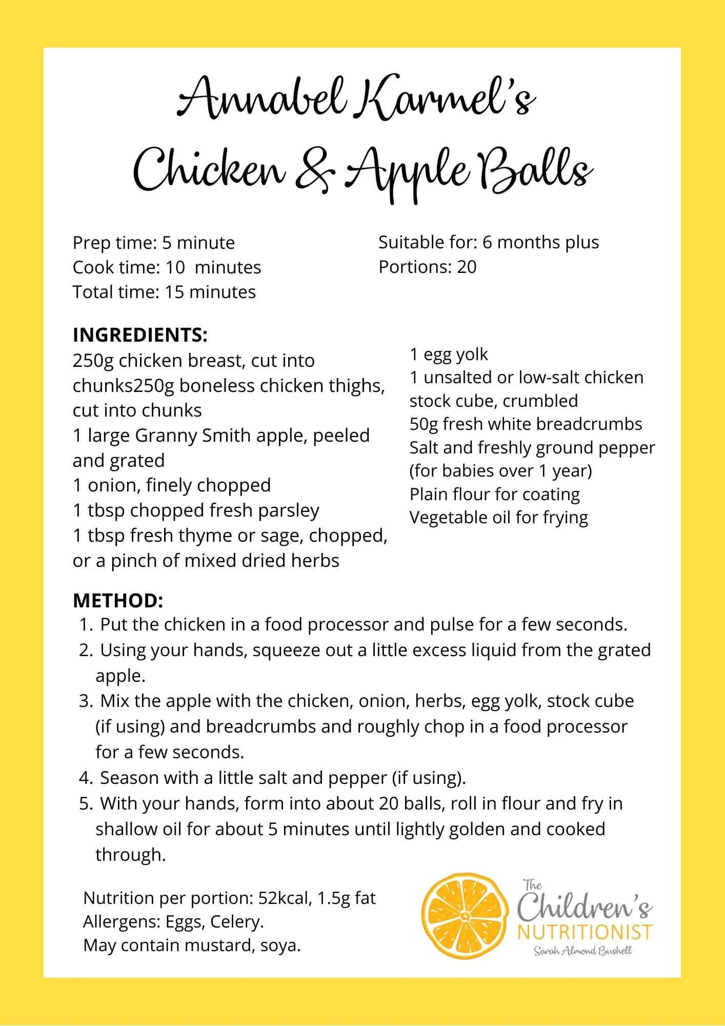 Annabel Karmel's Chicken and Apple Balls — Weaning Fussy Eating The Children's Nutritionist