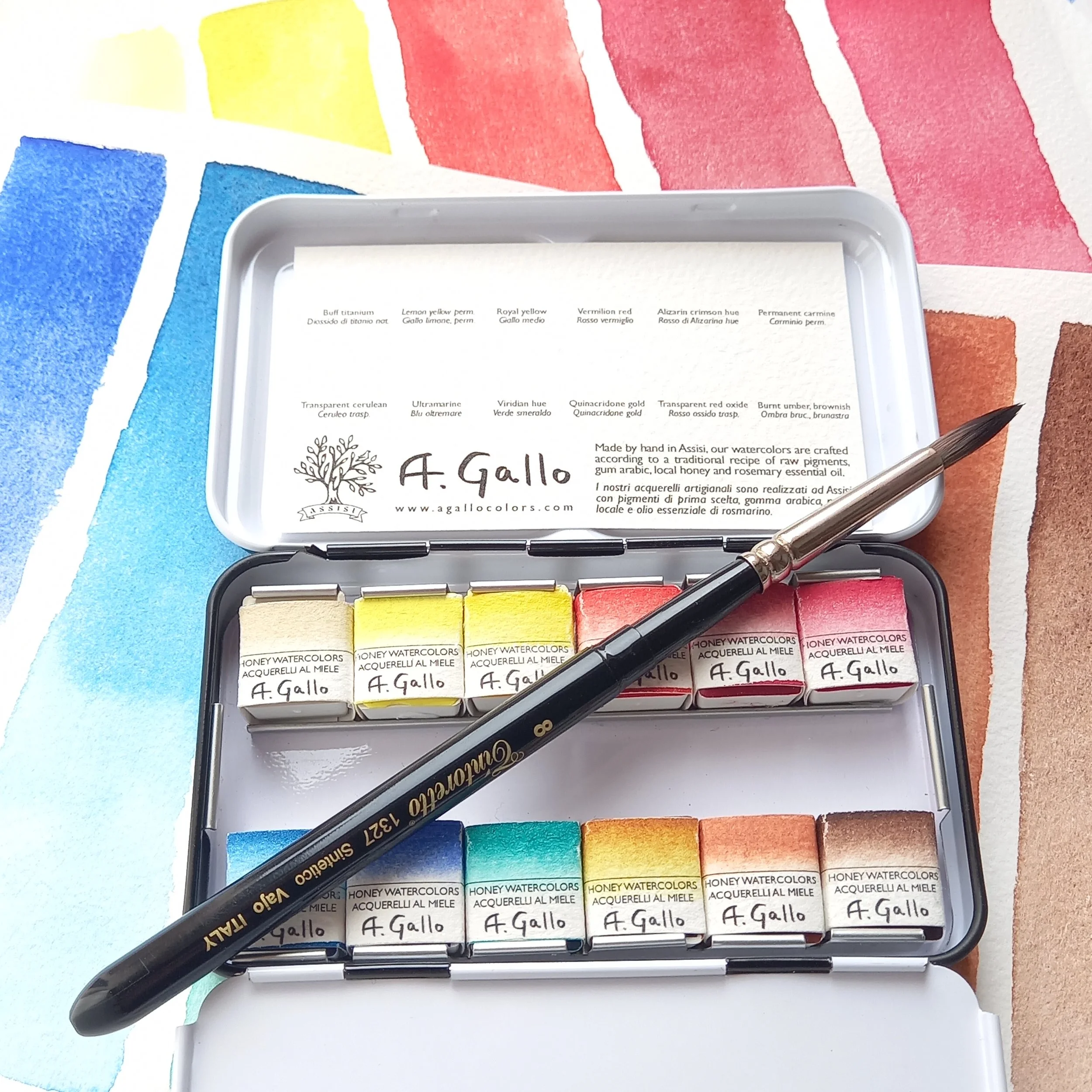Mixing Palette Handmade Watercolor set — A. Gallo Colors Acquerelli