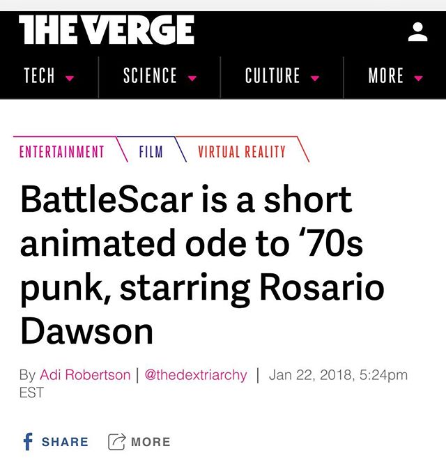 Thank you @thedextriarchy for your coverage of BattleScar in The Verge! #battlescar #sundance #theverge