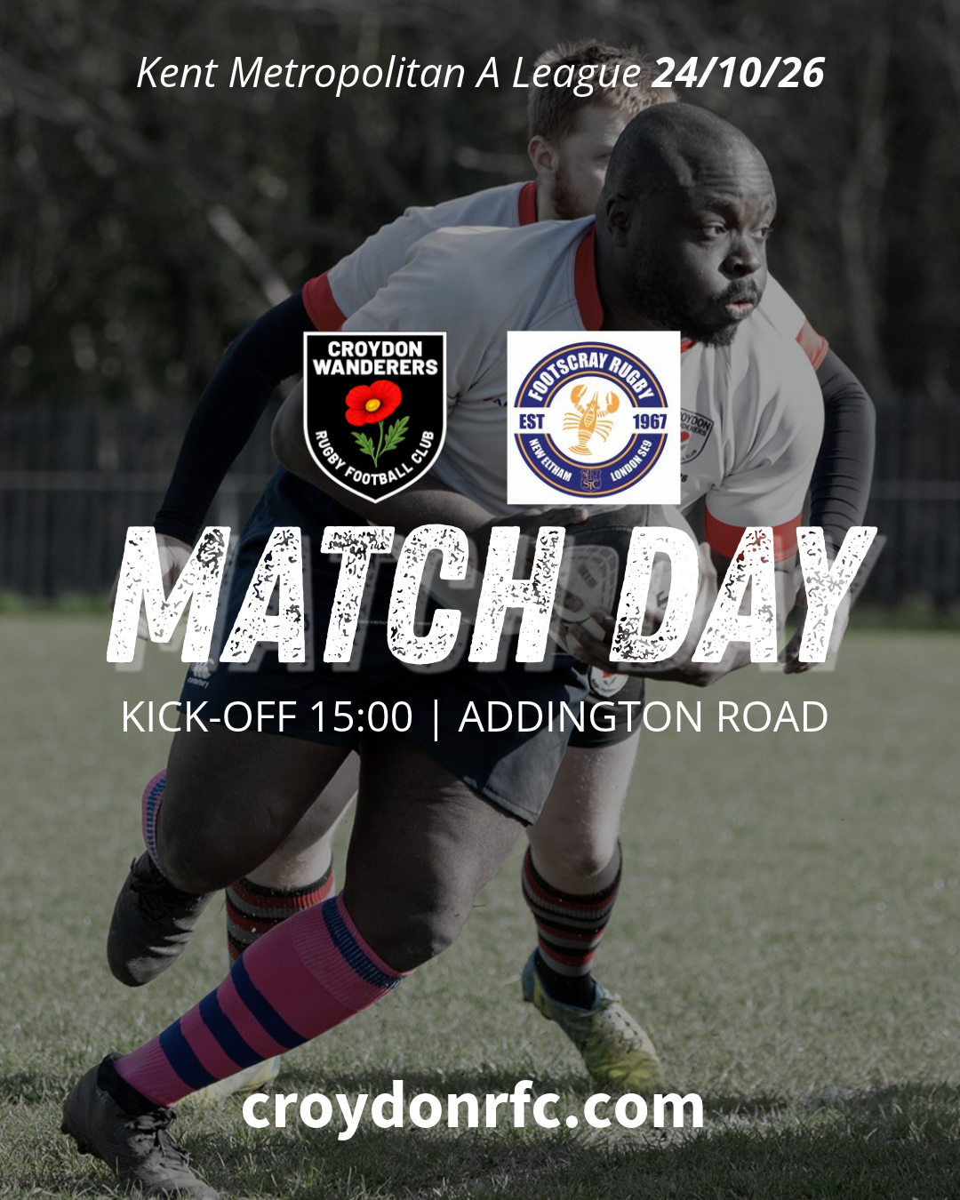 Game ammouncement for Senior Men 1XV vs Fotscray on 24_10_26 at 15:00.