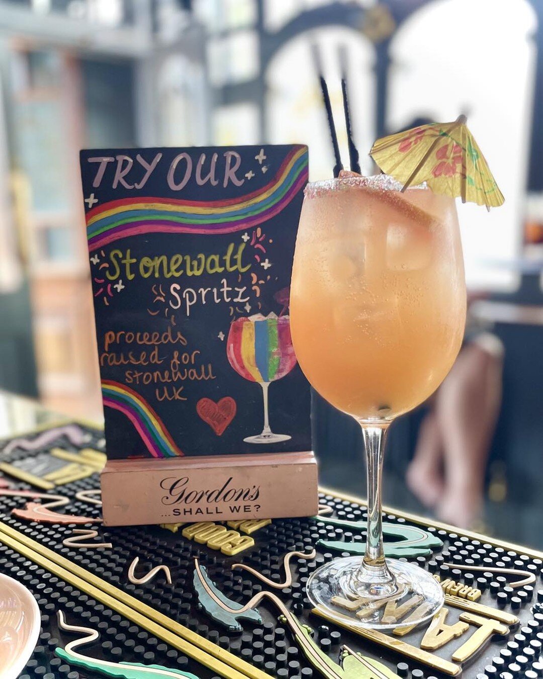 Feeling thirsty&hellip; 
Try our Spirit Of Stonewall Spritz! 

A delicious and refreshing cocktail featuring the Stonewall mango &amp; passion fruit gin 😋🍹

What&rsquo;s even better is the proceeds go to raise funds for Brighton pride and supportin