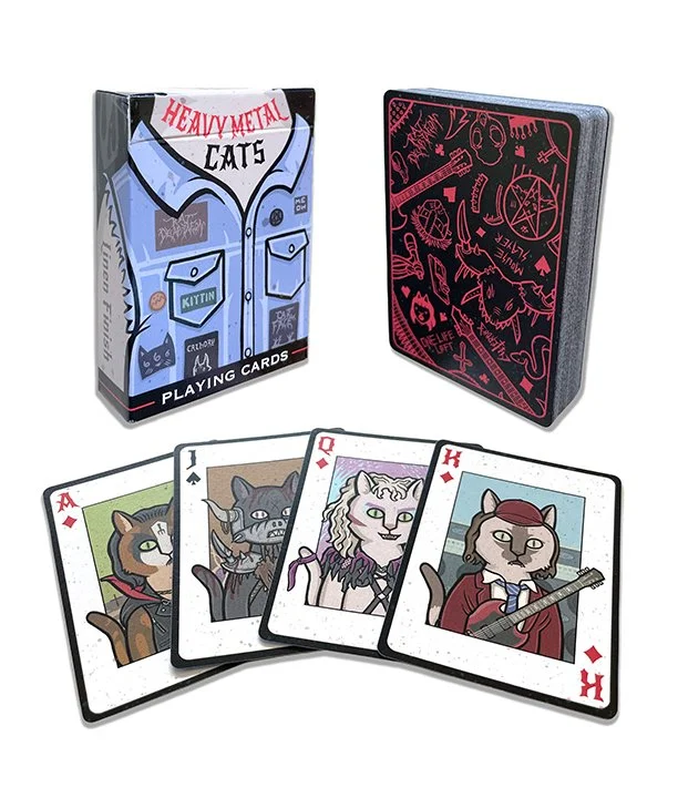 Heavy Metal Cats Poker Size Playing Cards 52 card deck