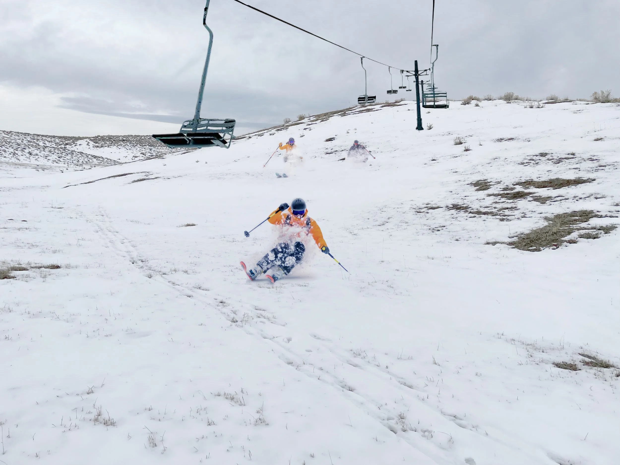 There's always a rush to get first tracks beneath the Jackalope Lift!