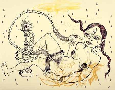 Delicate Line: Corpse She Was Holding, 2 009-2010 Portfolio of 11 prints: Silkscreen with lithography, monotype, relief, and glitter 22" x 28" each. Edition of 20 This work is signed in pencil