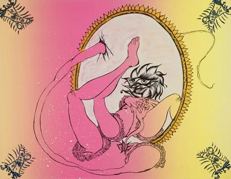 Delicate Line: Corpse She Was Holding, 2 009-2010 Portfolio of 11 prints: Silkscreen with lithography, monotype, relief, and glitter 22" x 28" each. Edition of 20 This work is signed in pencil