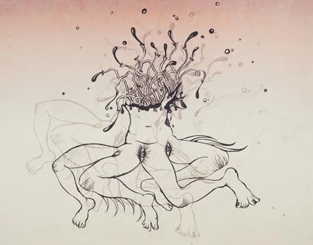 Delicate Line: Corpse She Was Holding, 2 009-2010 Portfolio of 11 prints: Silkscreen with lithography, monotype, relief, and glitter 22" x 28" each. Edition of 20 This work is signed in pencil