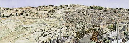 Jerusalem, Kidron Valley, 1989 Heliorelief with roulette on wood Edition of 22 40" x 119" 