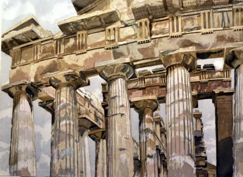 Temple at Paestum, 1983 Lithograph Edition of 27/50 30" x 41 " 