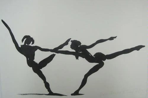 Graham Dancers III, 1989 ink on paper 15" x 22"