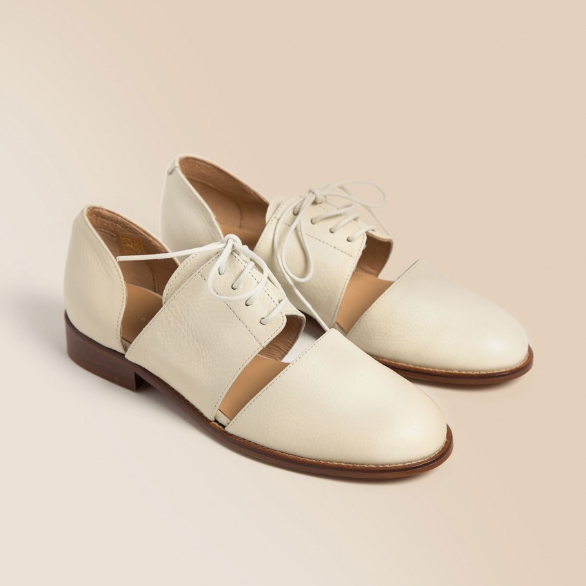 Ivory Leather Blucher by Mónica Cordera