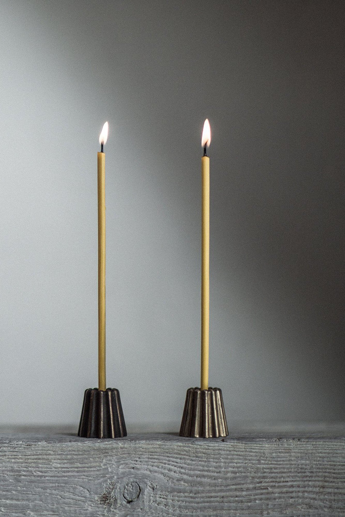   Brass candle holders  &amp;  Slim candles  - Ovothings 