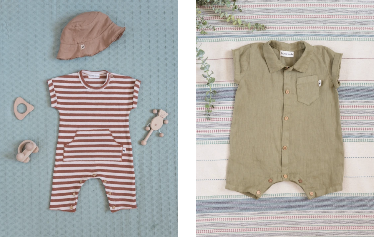   Striped knit baby jumpsuit  and  linen baby boy romper  - My Little Cozmo 