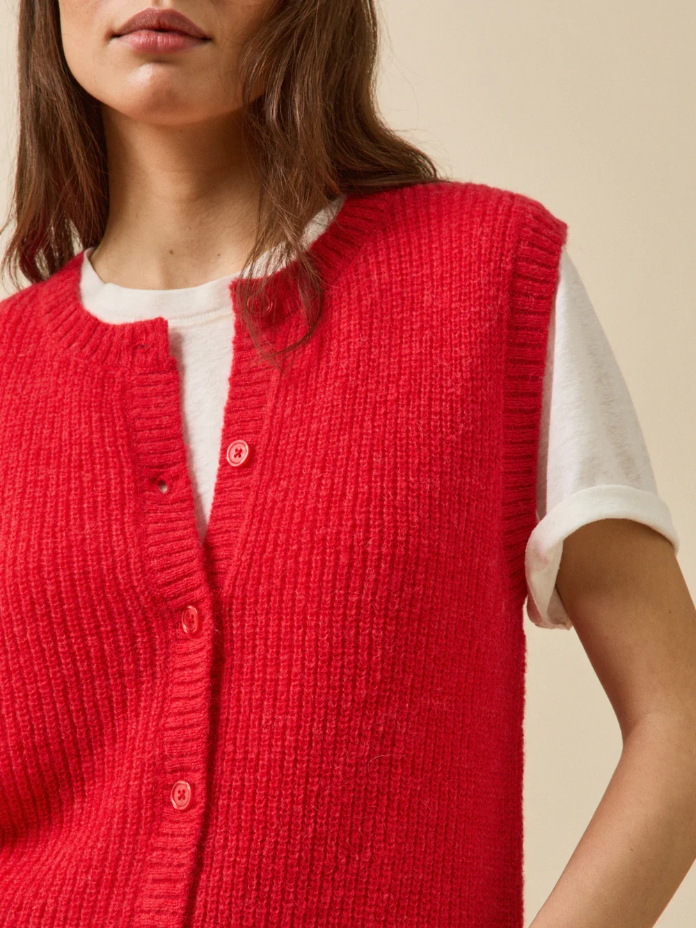 red cardigan women.webp