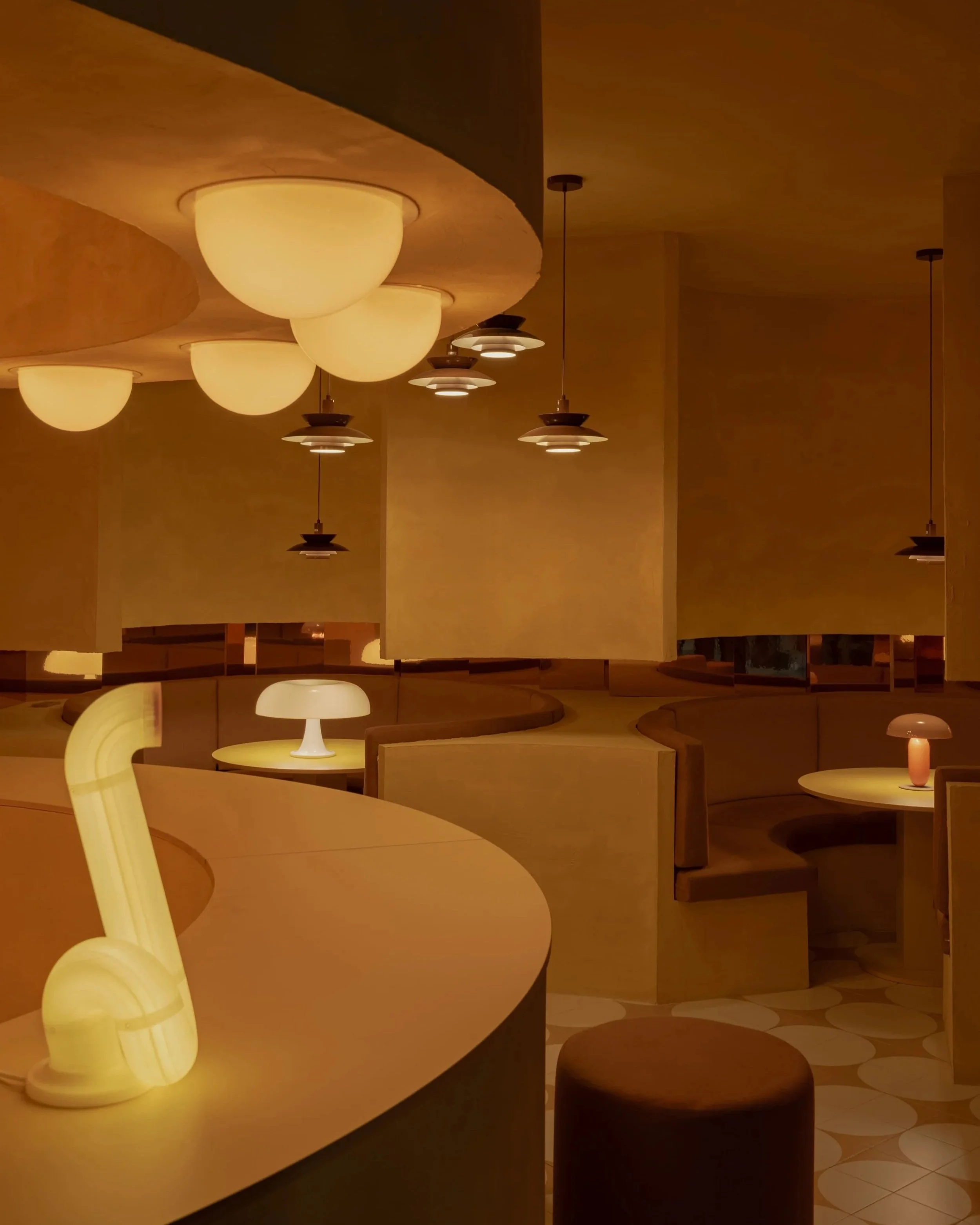 Cateto Club Interior Design: Cylindrical Forms and Retrofuturist Style on the Costa del Sol