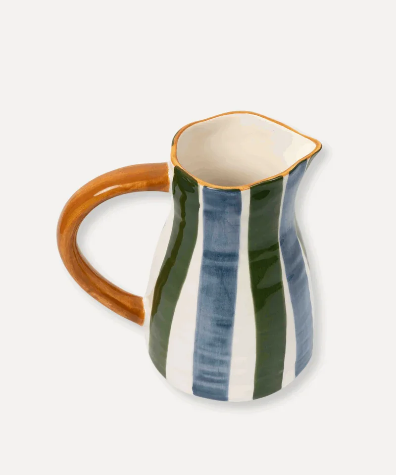 ceramic-jug-striped-design-summery-tableware