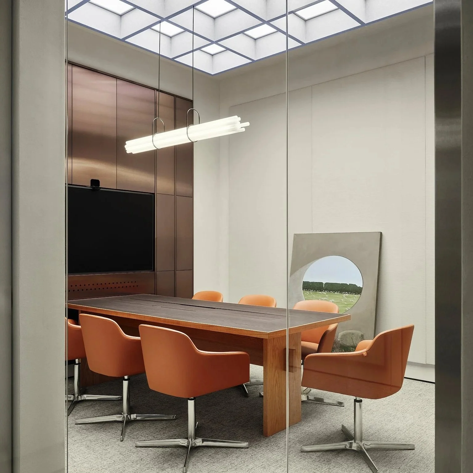 legenda-meeting-room-orange-chairs-oak-table-copper-wall-st-petersburg