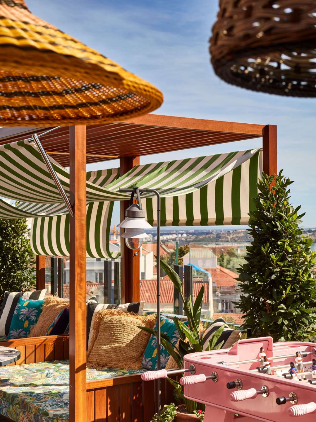 The rooftop terrace at Mama Shelter Lisbon with panoramic city views, open from 1 June with DJ sets, cocktails and a charcoal grill Thursday to Sunday.