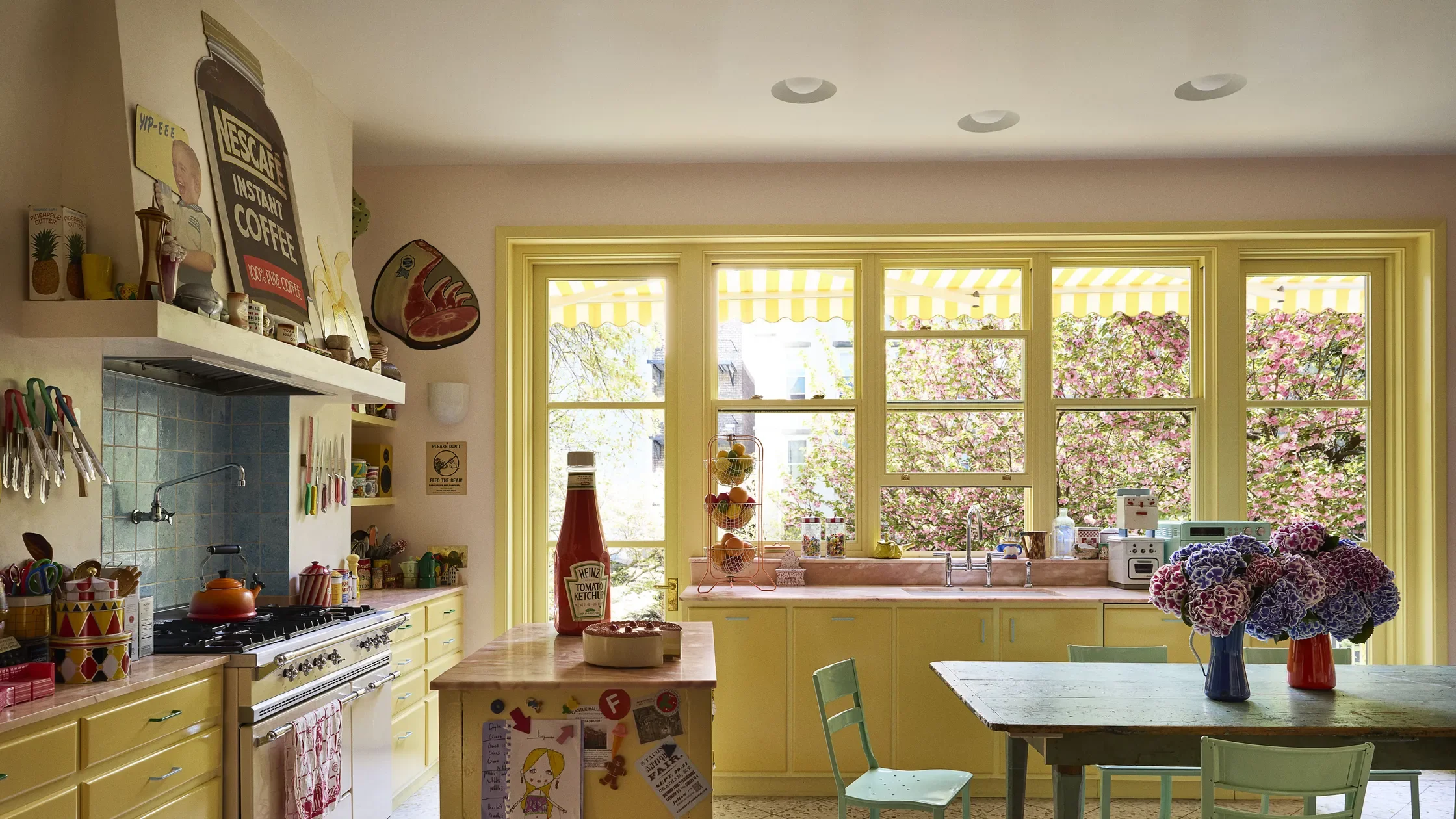 An all yellow kitchen