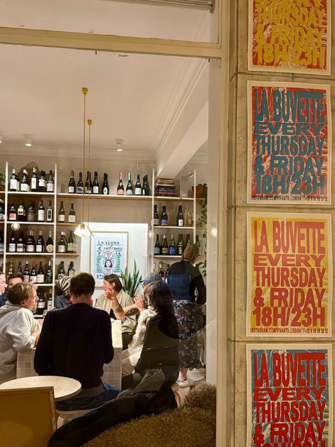 The terrace at La Buvette at Vivants Lisboa, open Thursday and Friday evenings from 6pm, serving natural wine and food in a relaxed outdoor setting.
