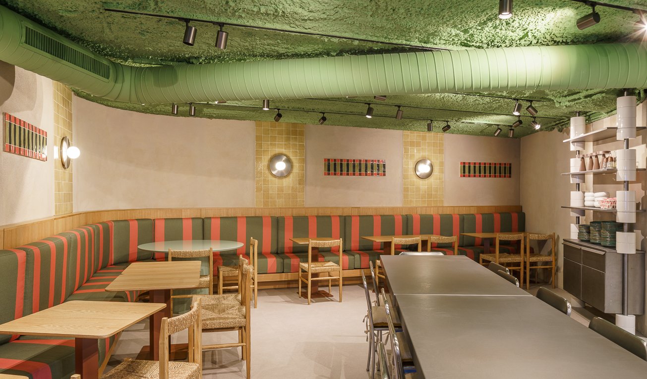 Mira Miranda Madrid interior dining area with contemporary Mediterranean restaurant design