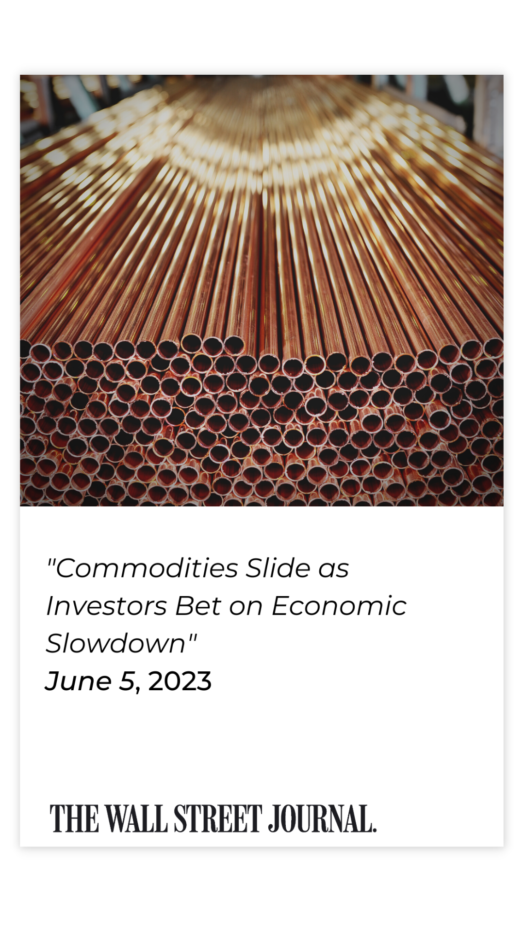 Commodities Slide as Investors Bet on Economic Slowdown