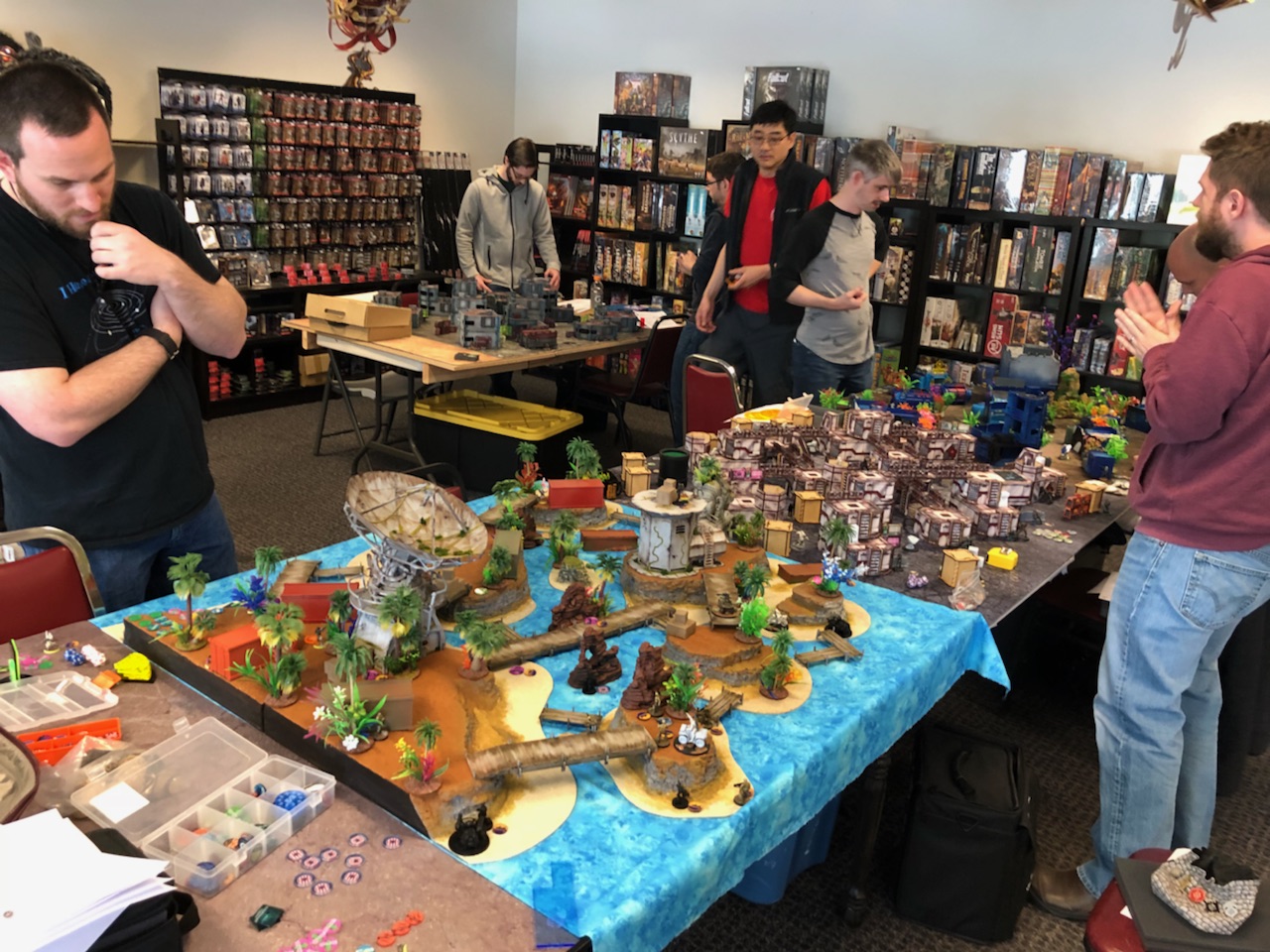 My table's debut at my local ITS. Still some flocking and dry-brushing, but loved seeing it in use.