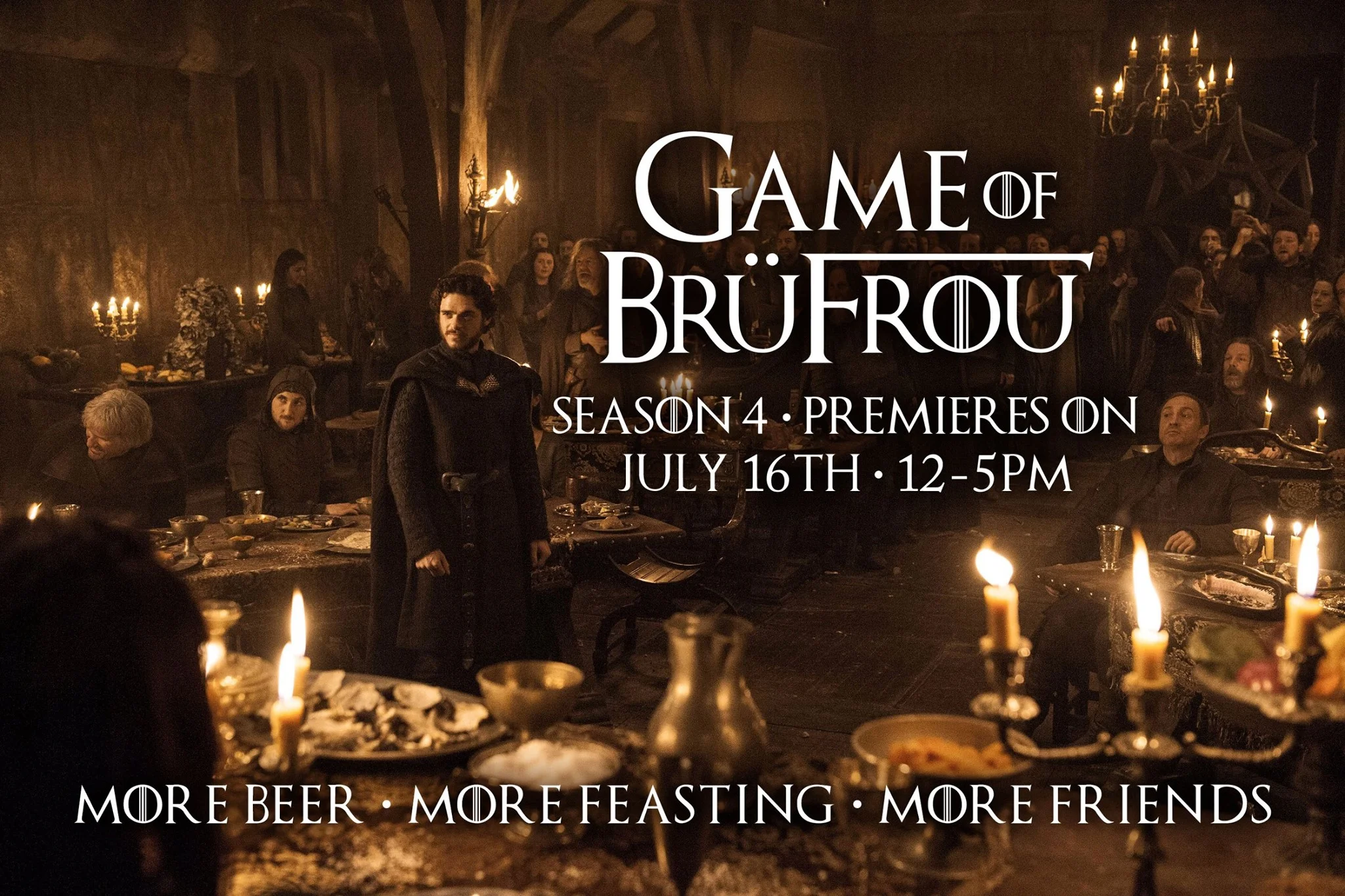 Next Sunday, July 16th from 12-5pm, dance & sing to joyous live music, feast like kings & queens (but with more friends around ;-)). And of course be home in time for the Season 7 premiere of Game of Thrones at 7pm. Get your BrüFrou tickets from $40 for the best "GoT" pre-party in Denver at www.BruFrou.com
