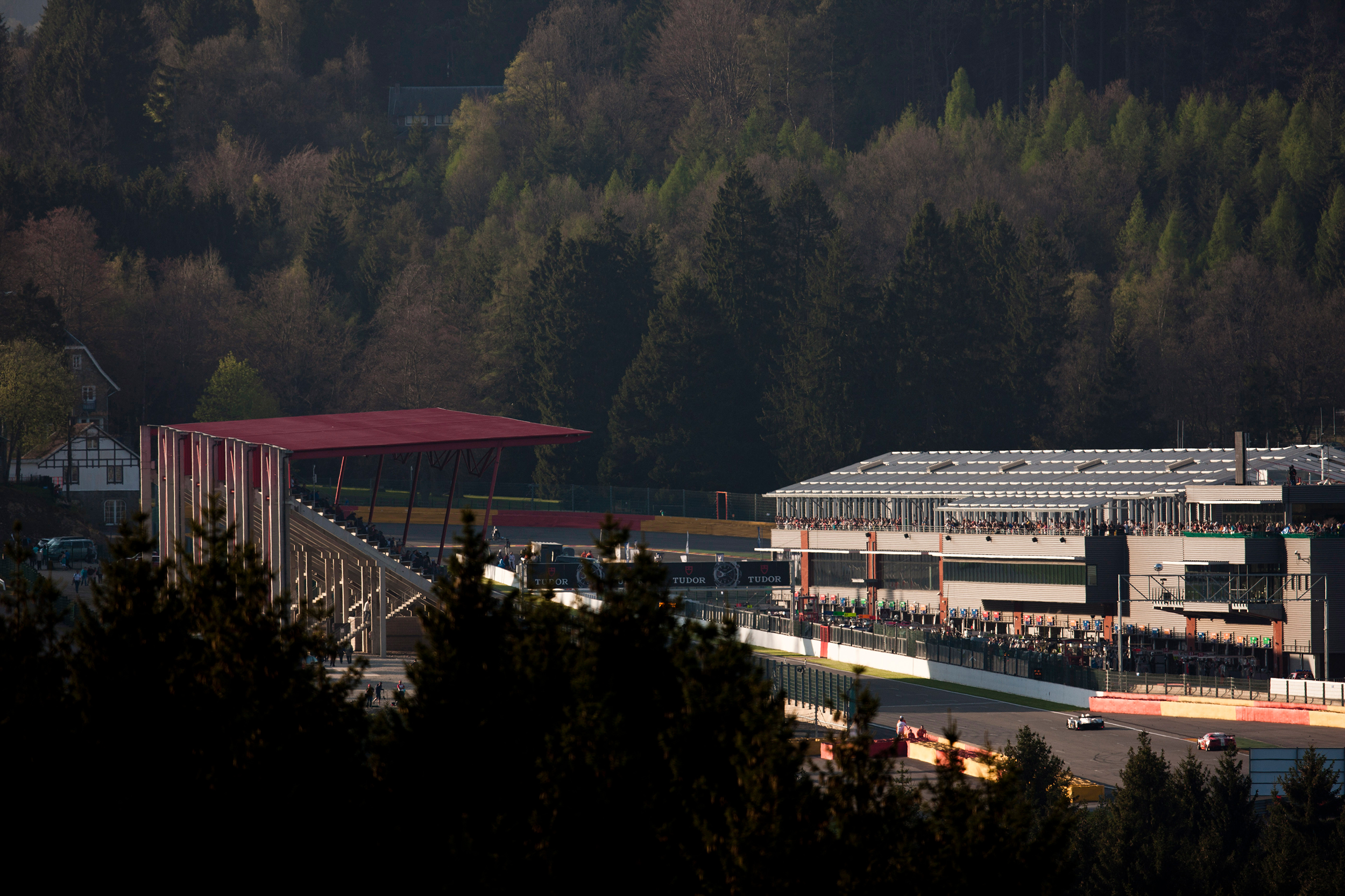 The Spa Francorchamps pit complex