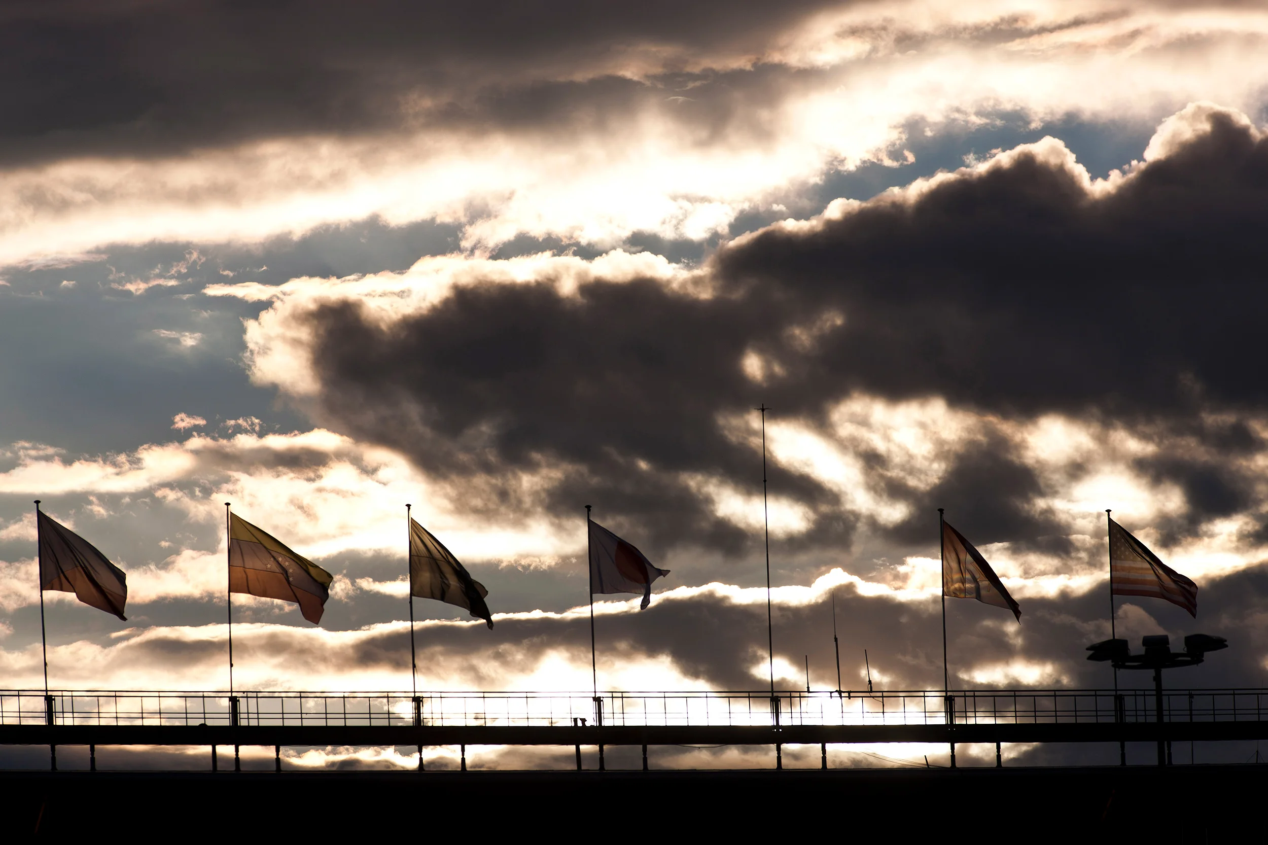 Sun set over the main grandstand