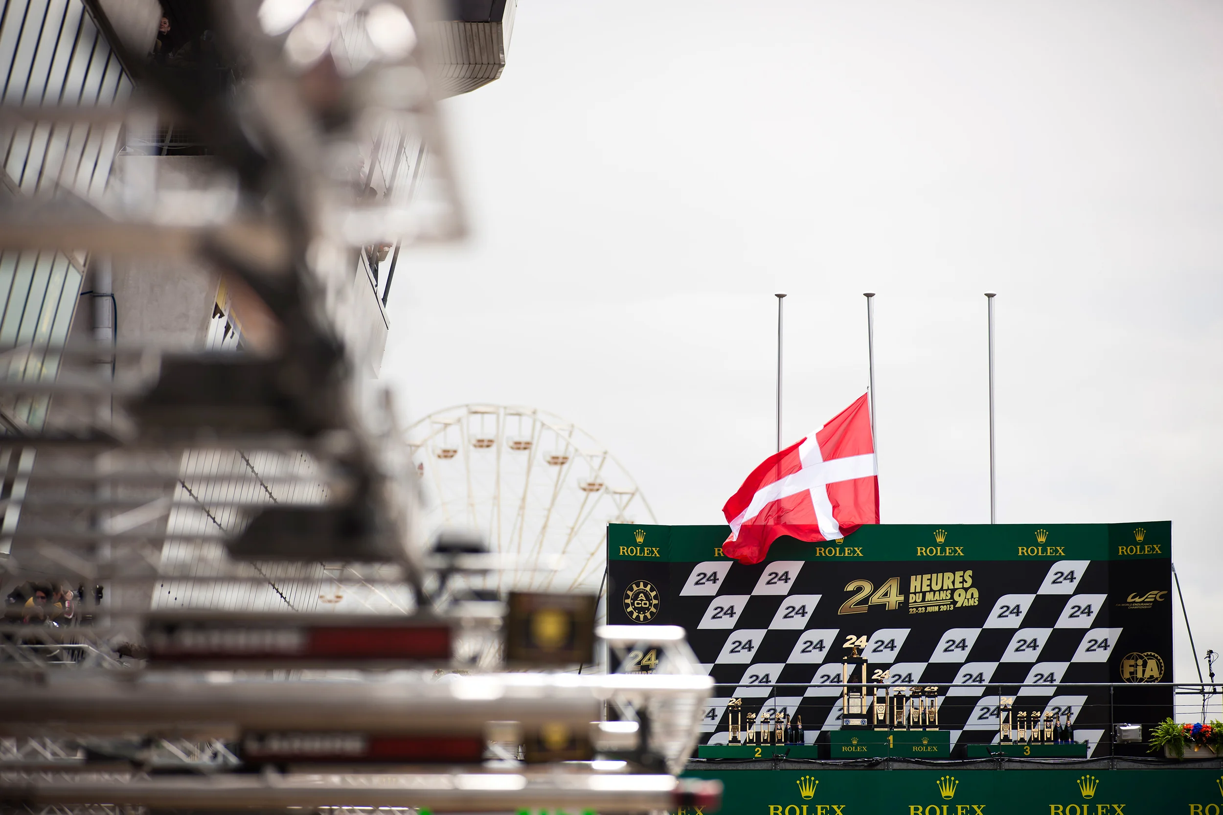The Danish flag at half mast in tribute to Allan Simonsen