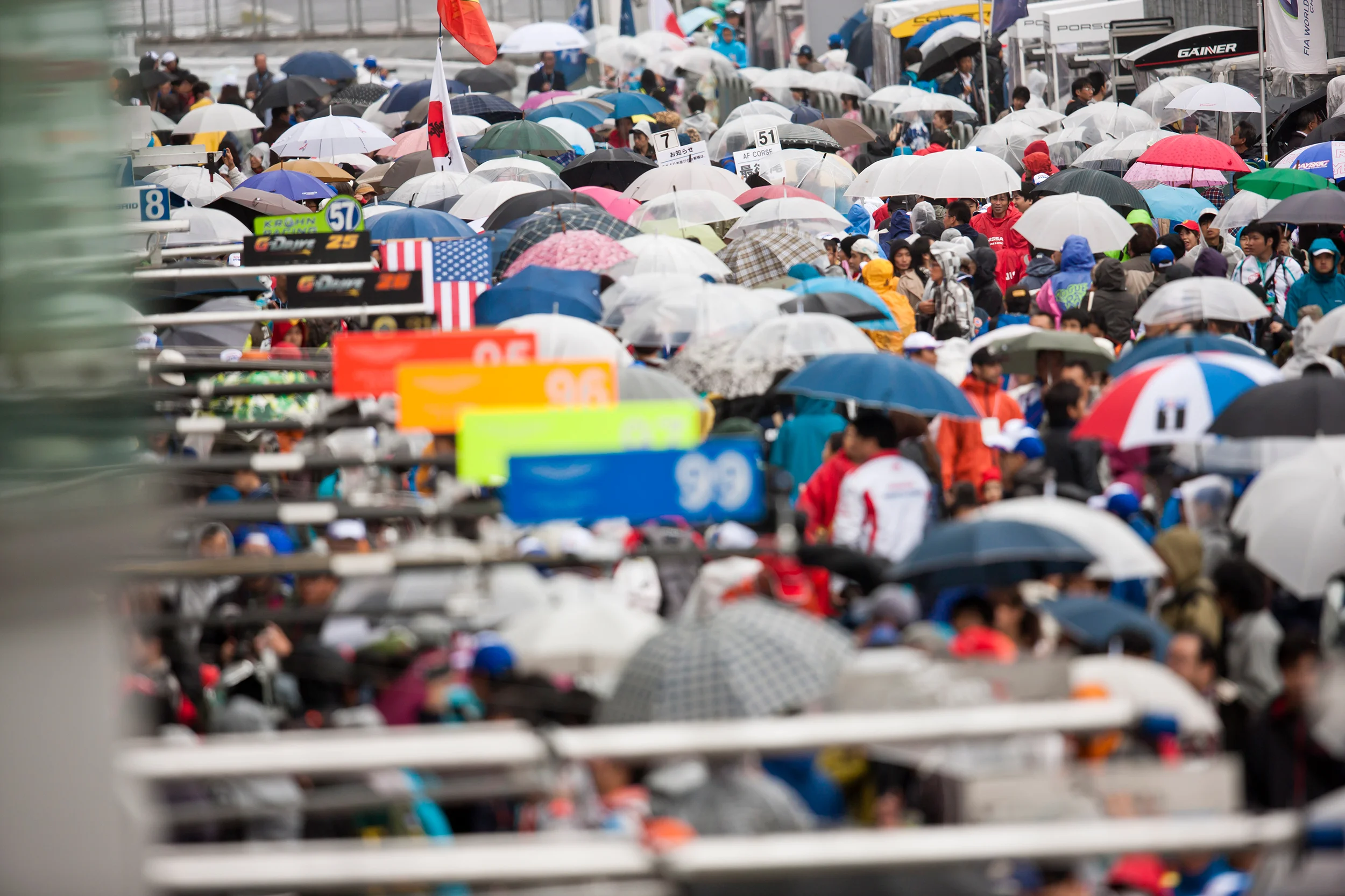Fans in the pit lane