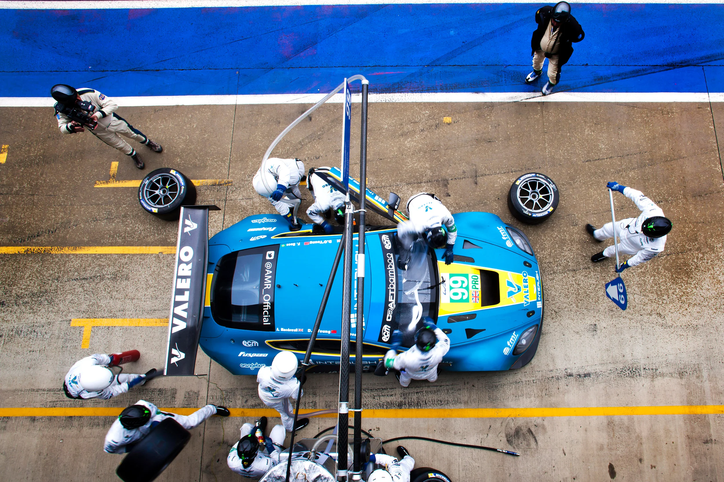 #99 Aston Martin Vantage pit stop